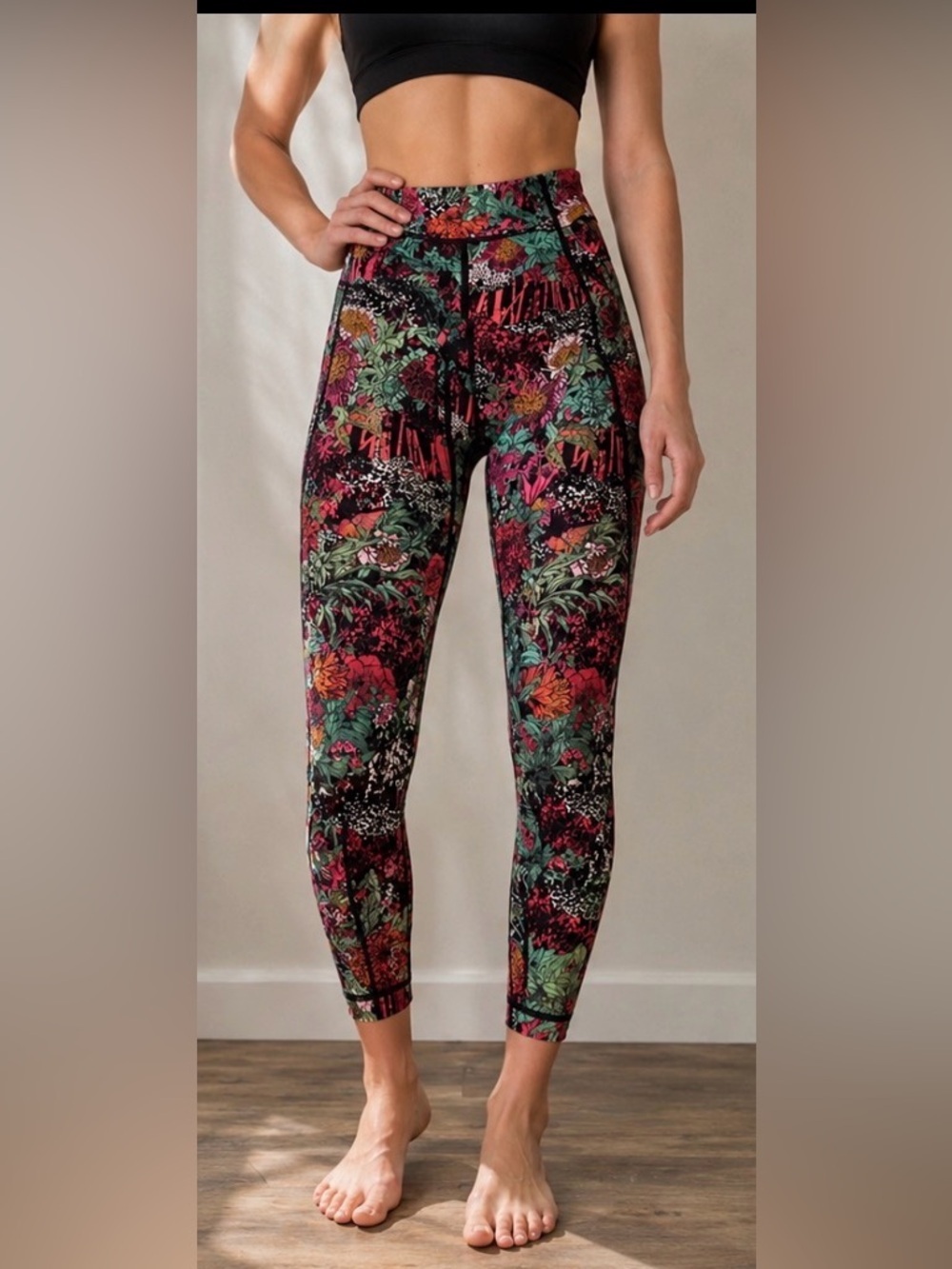 Lululemon Wunder Under High Rise Crop Floral Print Multi Discontinued Sz 6